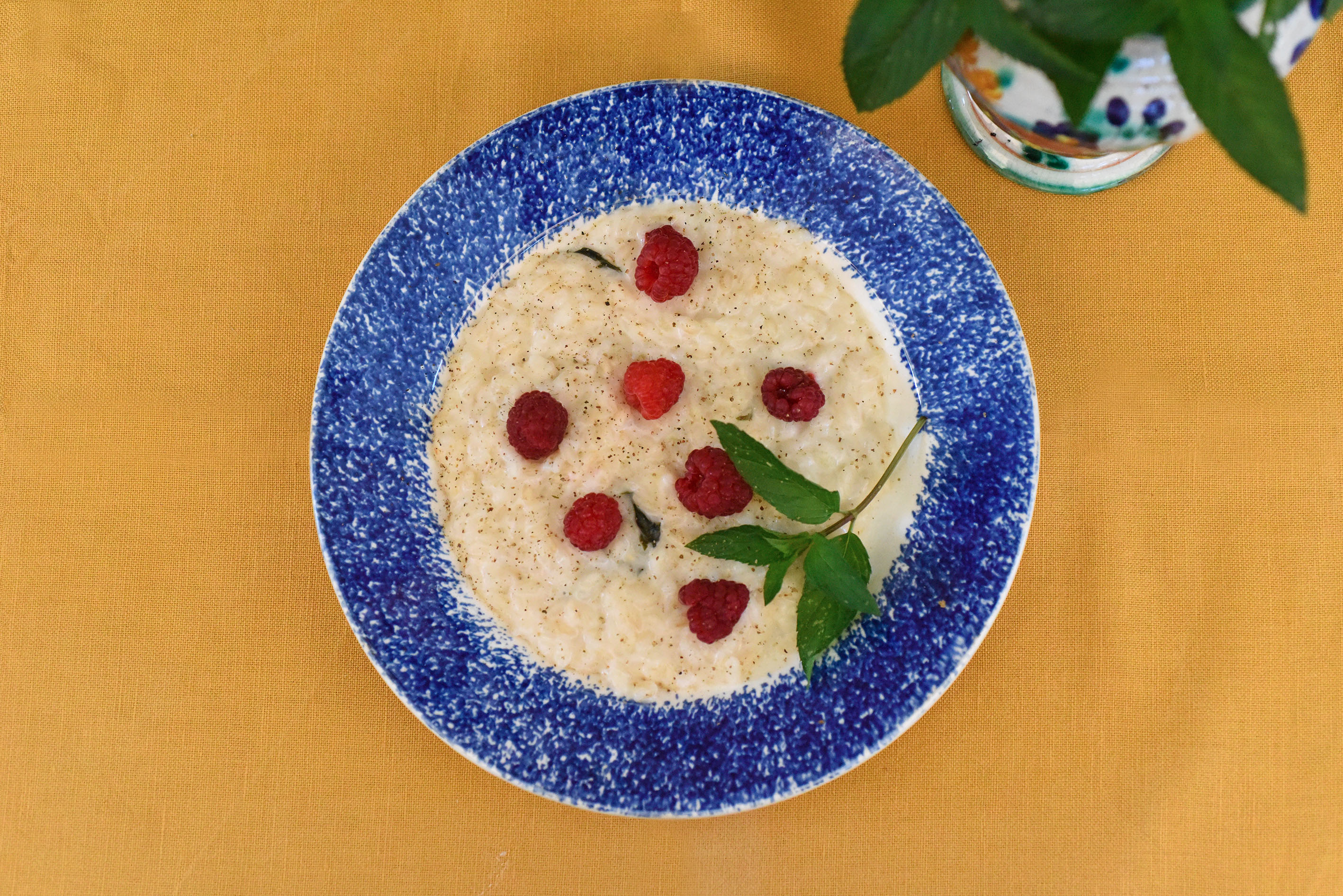 Mint and raspberry risotto